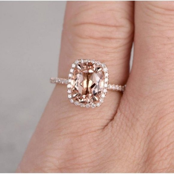 New 18k Rose Gold Plated Oval Cut Champagne Ring - Picture 2 of 5